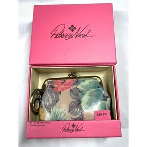 Patricia Nash First Bloom Floral Leather Framed Kisslock Coin Wallet Pouch NIB